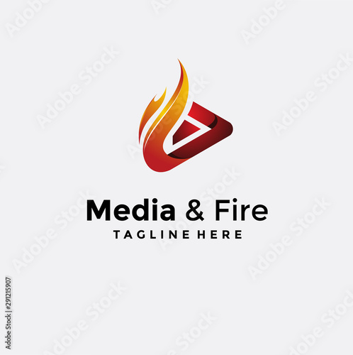 Vector logo design, media and fire