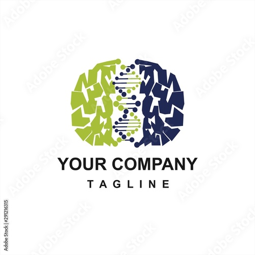 Brain DNA technology vector logo and icon
