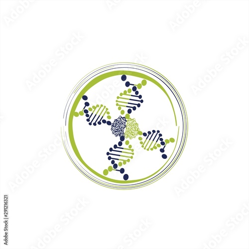 DNA helix biotechnology logo and vector illustration