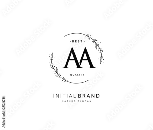 A AA Beauty vector initial logo, handwriting logo of initial signature, wedding, fashion, jewerly, boutique, floral and botanical with creative template for any company or business.