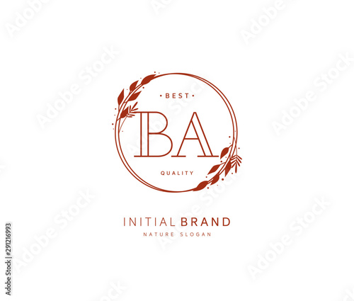 B A BA Beauty vector initial logo, handwriting logo of initial signature, wedding, fashion, jewerly, boutique, floral and botanical with creative template for any company or business.