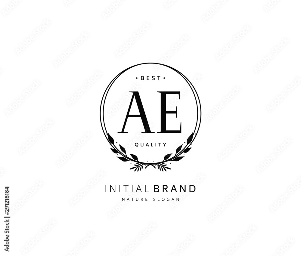 A E AE Beauty vector initial logo, handwriting logo of initial signature, wedding, fashion, jewerly, boutique, floral and botanical with creative template for any company or business.