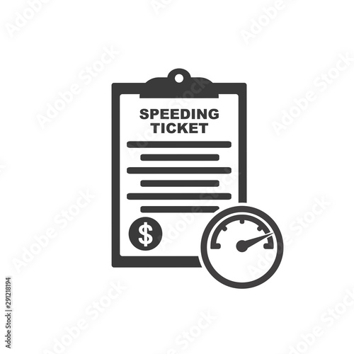 Speeding ticket document icon in simple design. Vector illustration