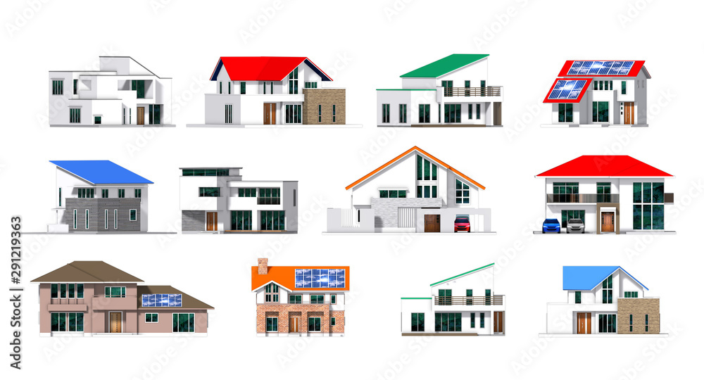 Various house sets by 3d rendering Various house sets by 3d rendering