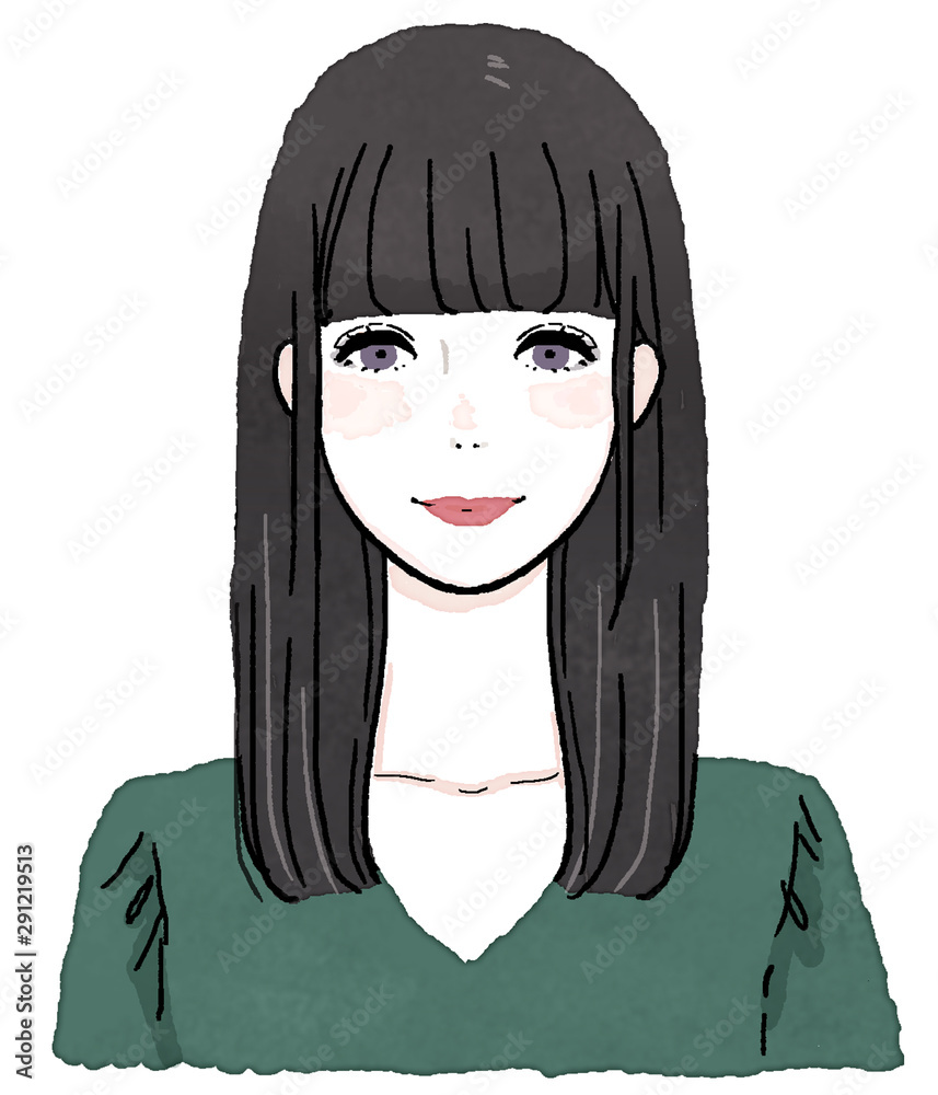女性 上半身 の水彩風イラスト Stock Illustration Adobe Stock