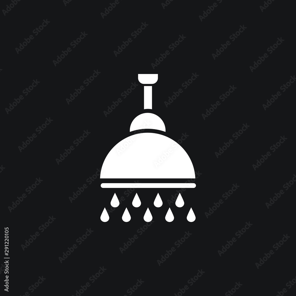 Shower vector icon, Shower faucet flat icon with flowing water drops symbol.
