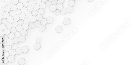 Bright white abstract hexagon wallpaper or background - 3d render