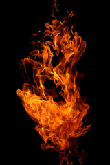 abstract fire flames movement on black background