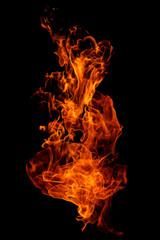 abstract fire flames movement on black background