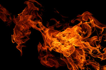 abstract fire flames movement on black background