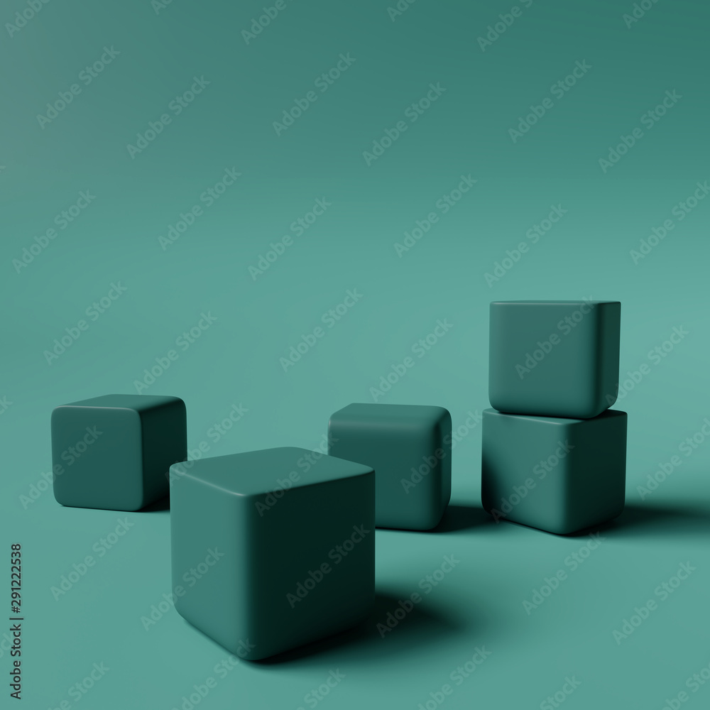 Cubes on green background. 3d rendering Cubes on green background. 3d rendering