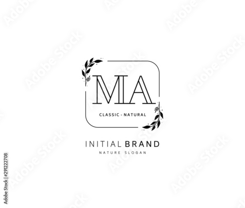 M A MA Beauty vector initial logo, handwriting logo of initial signature, wedding, fashion, jewerly, boutique, floral and botanical with creative template for any company or business.