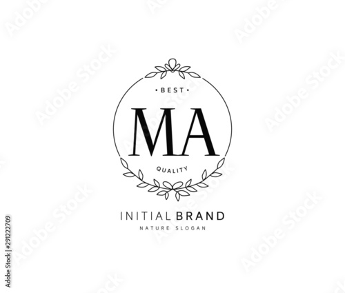M A MA Beauty vector initial logo, handwriting logo of initial signature, wedding, fashion, jewerly, boutique, floral and botanical with creative template for any company or business.