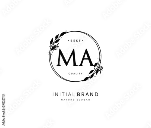 M A MA Beauty vector initial logo, handwriting logo of initial signature, wedding, fashion, jewerly, boutique, floral and botanical with creative template for any company or business.