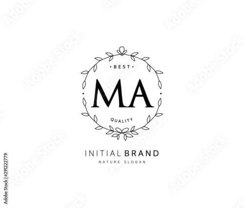 M A MA Beauty vector initial logo, handwriting logo of initial signature, wedding, fashion, jewerly, boutique, floral and botanical with creative template for any company or business.