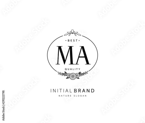 M A MA Beauty vector initial logo, handwriting logo of initial signature, wedding, fashion, jewerly, boutique, floral and botanical with creative template for any company or business.