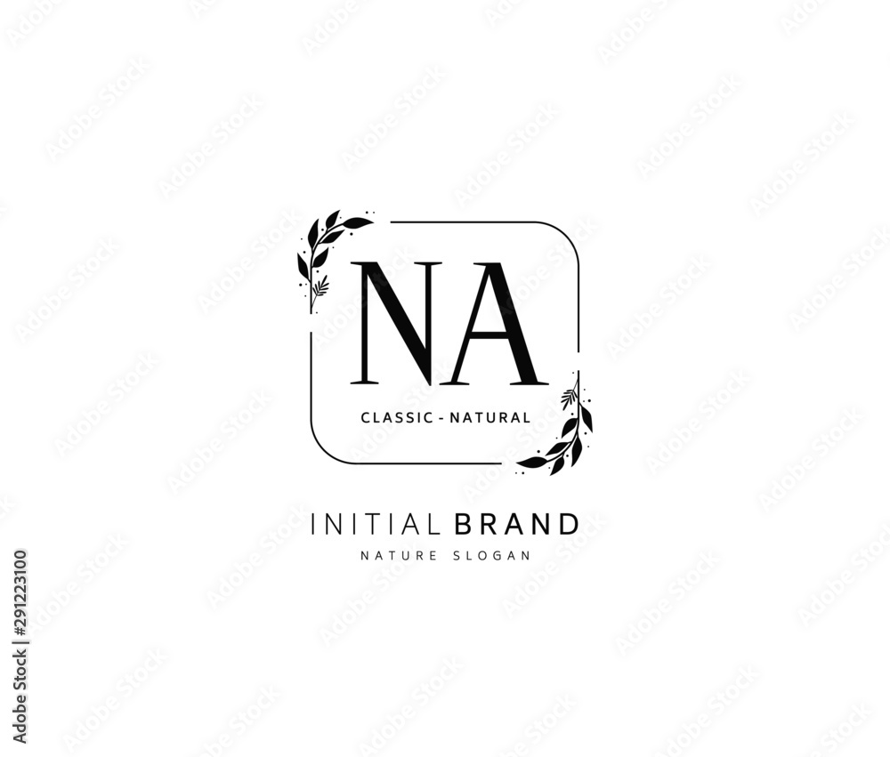 N A NA Beauty vector initial logo, handwriting logo of initial signature, wedding, fashion, jewerly, boutique, floral and botanical with creative template for any company or business. N A NA Beauty vector initial logo, handwriting logo of initial signature, wedding, fashion, jewerly, boutique, floral and botanical with creative template for any company or business.
