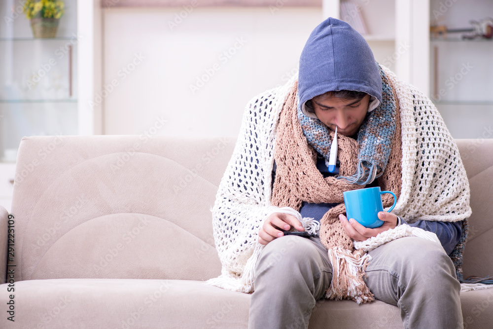 Young man suffering at home Young man suffering at home