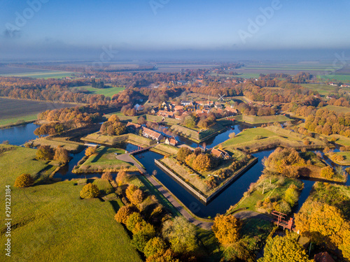 Aerial view of Fortification village of Bourtange