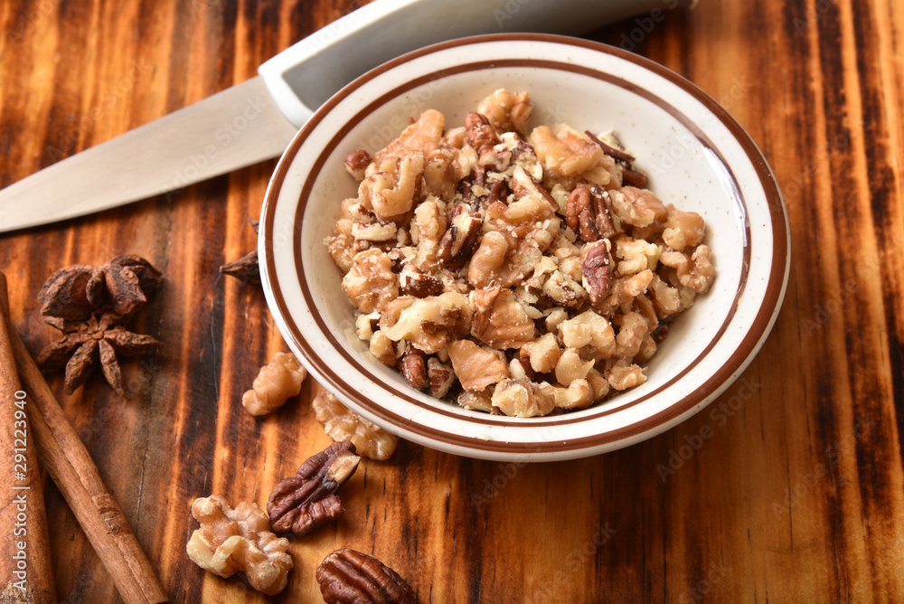 Chopped nuts and spices Chopped nuts and spices