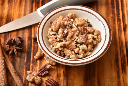 Chopped nuts and spices