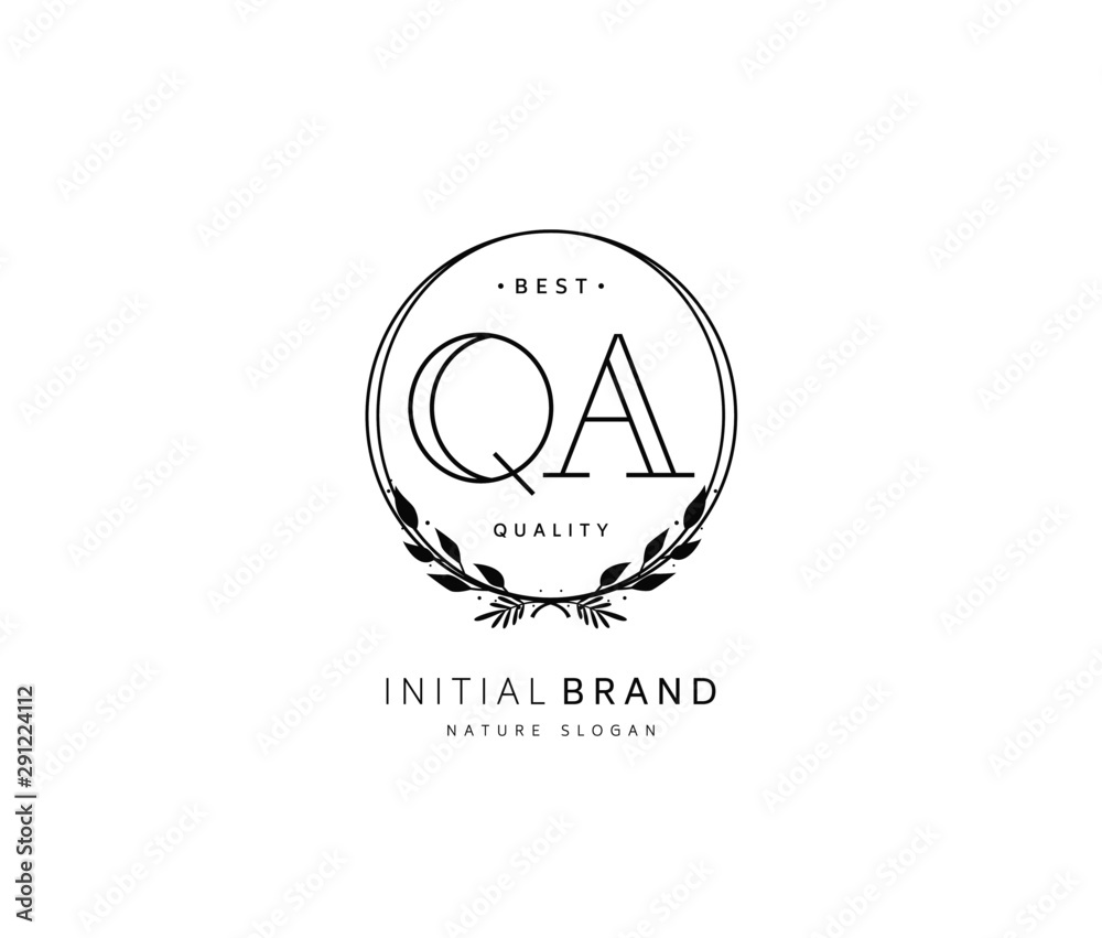 Q A QA Beauty vector initial logo, handwriting logo of initial signature, wedding, fashion, jewerly, boutique, floral and botanical with creative template for any company or business.