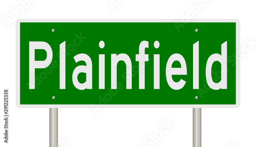 Rendering of a green road sign for Plainfield New Jersey photo