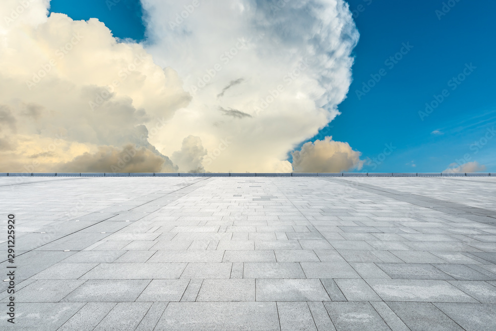 Empty square floor and beautiful sunset clouds Empty square floor and beautiful sunset clouds