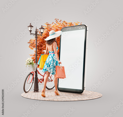 Unusual 3d illustration smart phone application