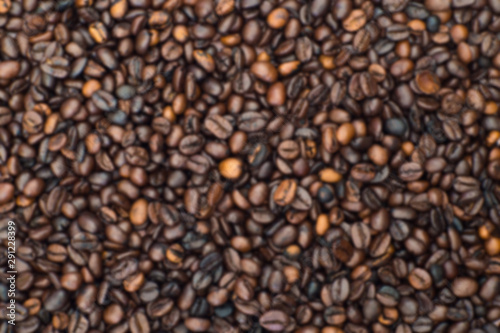 Roasted coffee beans  blur background