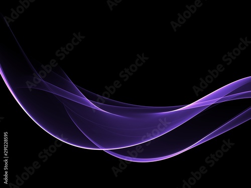 Abstract purple flowing neon wave at black background