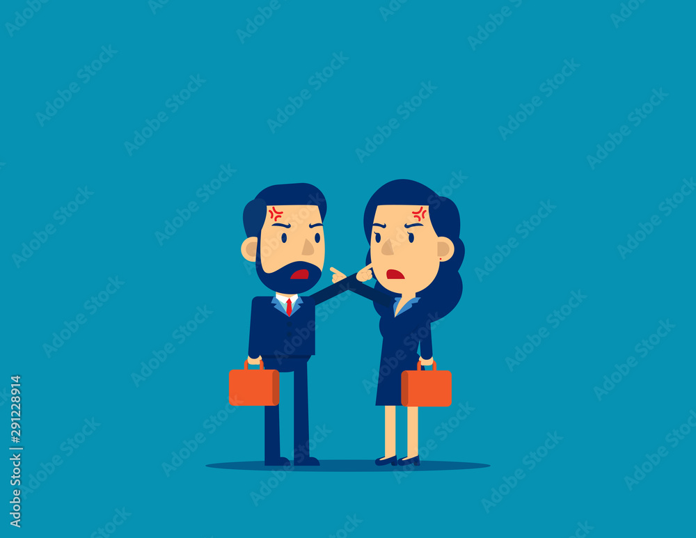 Colleagues controvert. Person fighting Concept, Flat kid cartoon style design. Colleagues controvert. Person fighting Concept, Flat kid cartoon style design.