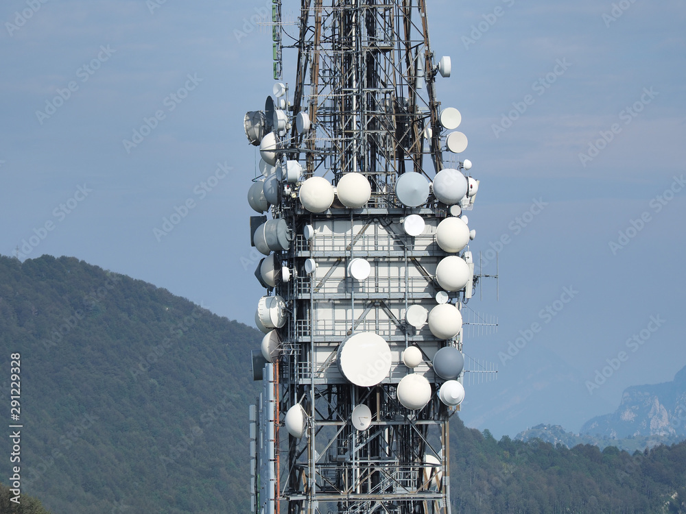 Group of antennas, satellite dishes for television