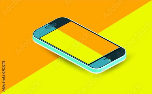 Mock up mobile phone. Isometric vector illustration.