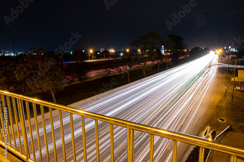 Car lights on the road