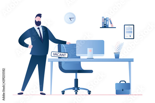 Handsome businessman boss and modern workplace.