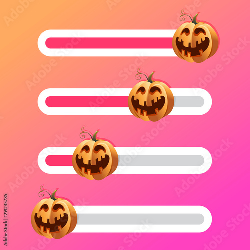 Halloween pumpkin on slider bar interface indicator