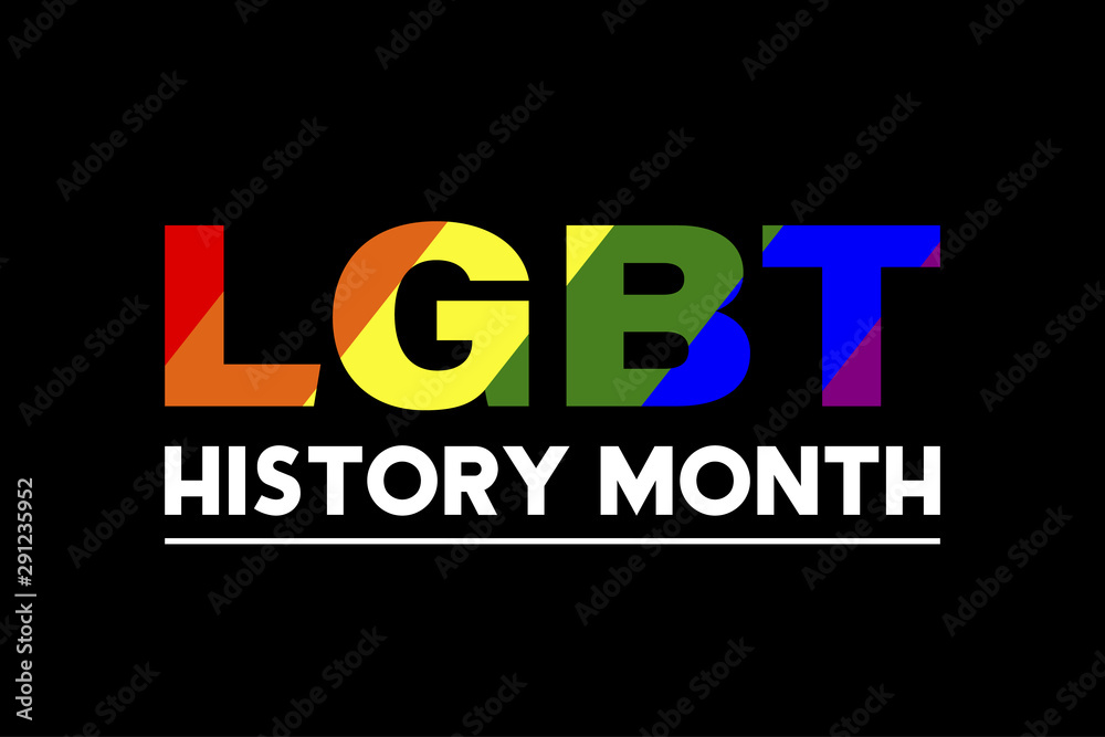 LGBT history month in October. LGBT flag in text. Poster, card, banner, background, T-shirt design. LGBT history month in October. LGBT flag in text. Poster, card, banner, background, T-shirt design.