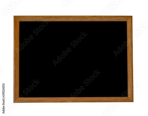Black picture in wooden square frame isolated on white backgrouud.have space for put text and picture.