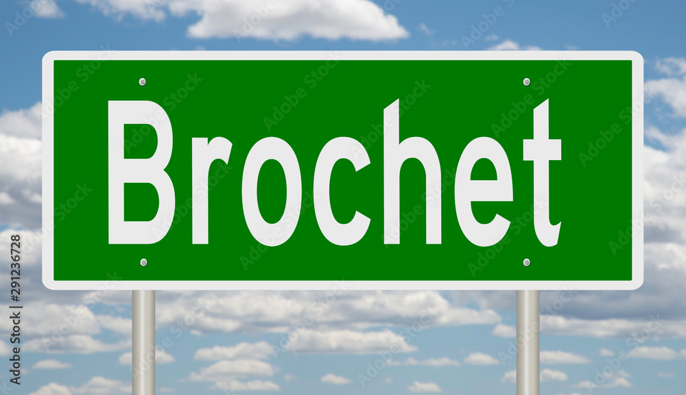 Rendering of a green road sign for Brochet Manitoba Canada Rendering of a green road sign for Brochet Manitoba Canada