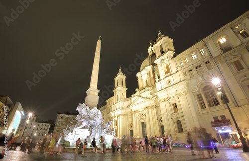 Piazza Navona square night cityscape Rome Italy