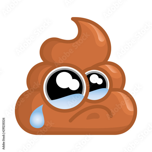 pile of shit with sad eyes and tears. Vector illustration