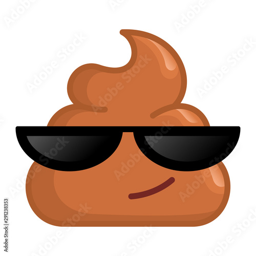 pile of shit in black glasses. Vector illustration