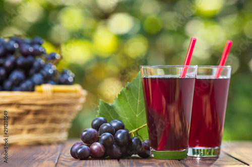 grape juice in two glasses