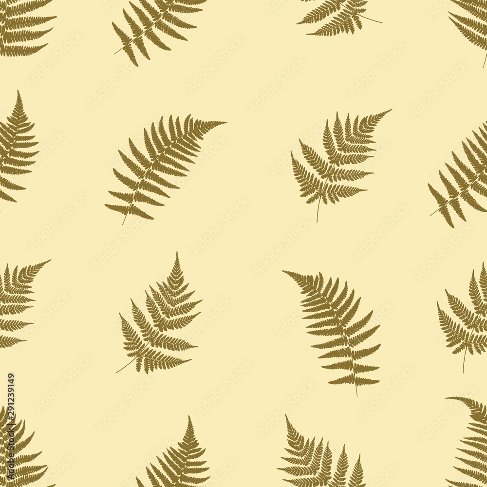 Seamless pattern in vintage style. Fern leaves. Botanical illustration.  Vector design elements.