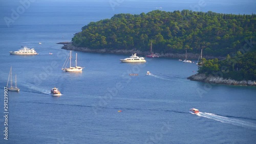 Pleasure boats off the island of Lokrum in the vicinity of Dubrovnik