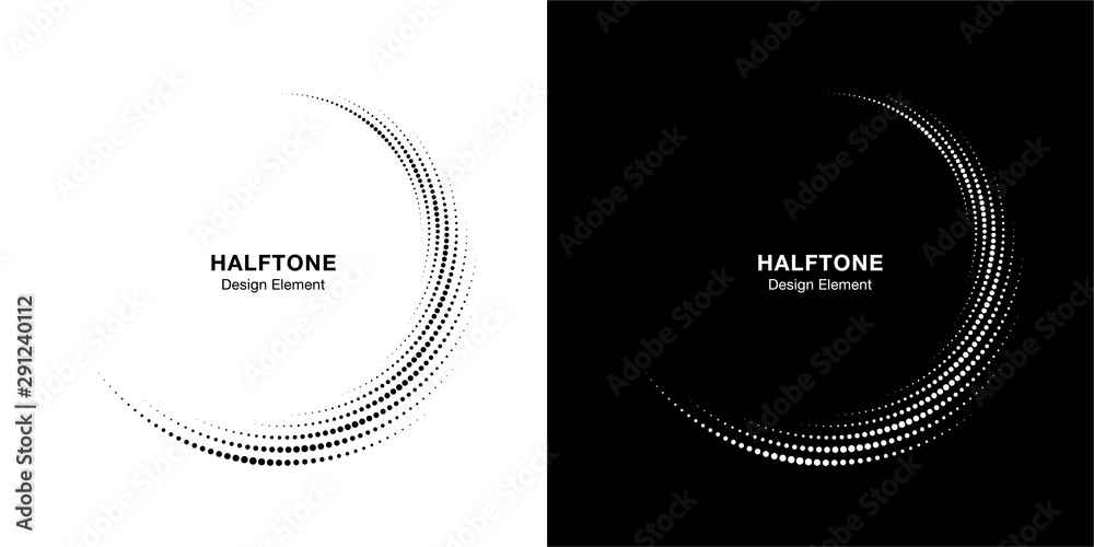 Halftone circle dotted frame circularly distributed set. Abstract dots ...