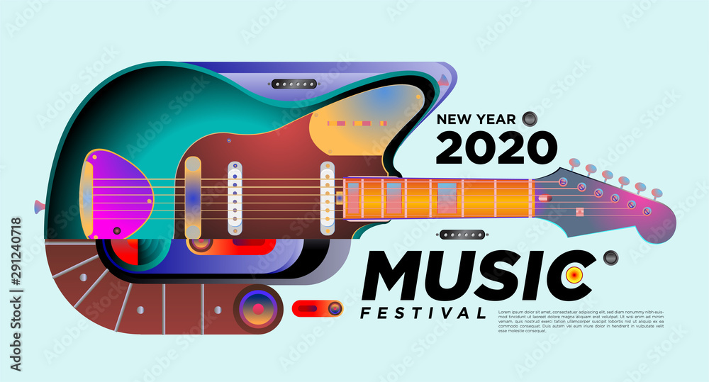 Music Festival Illustration Design for 2020 New Year Party and Event. Vector Illustration Collage of Music Festival Background and Wallpaper in eps 10. 