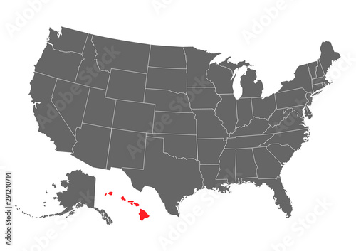 Hawaii vector map silhouette. High detailed illustration. United state of America country