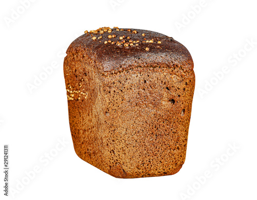 Rye bread with grains isolated on white.